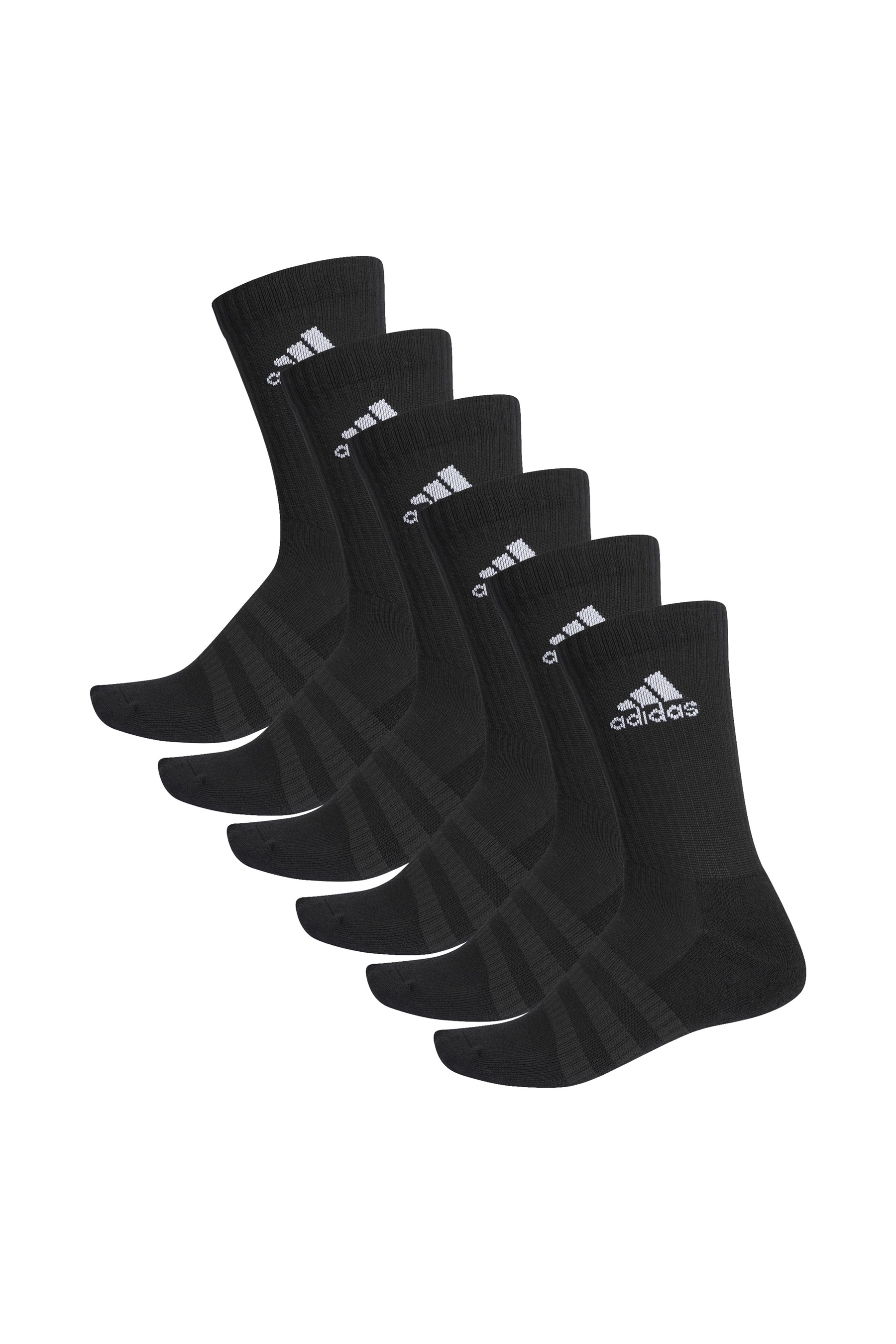 adidas Adult Black Crew Socks Six Pack