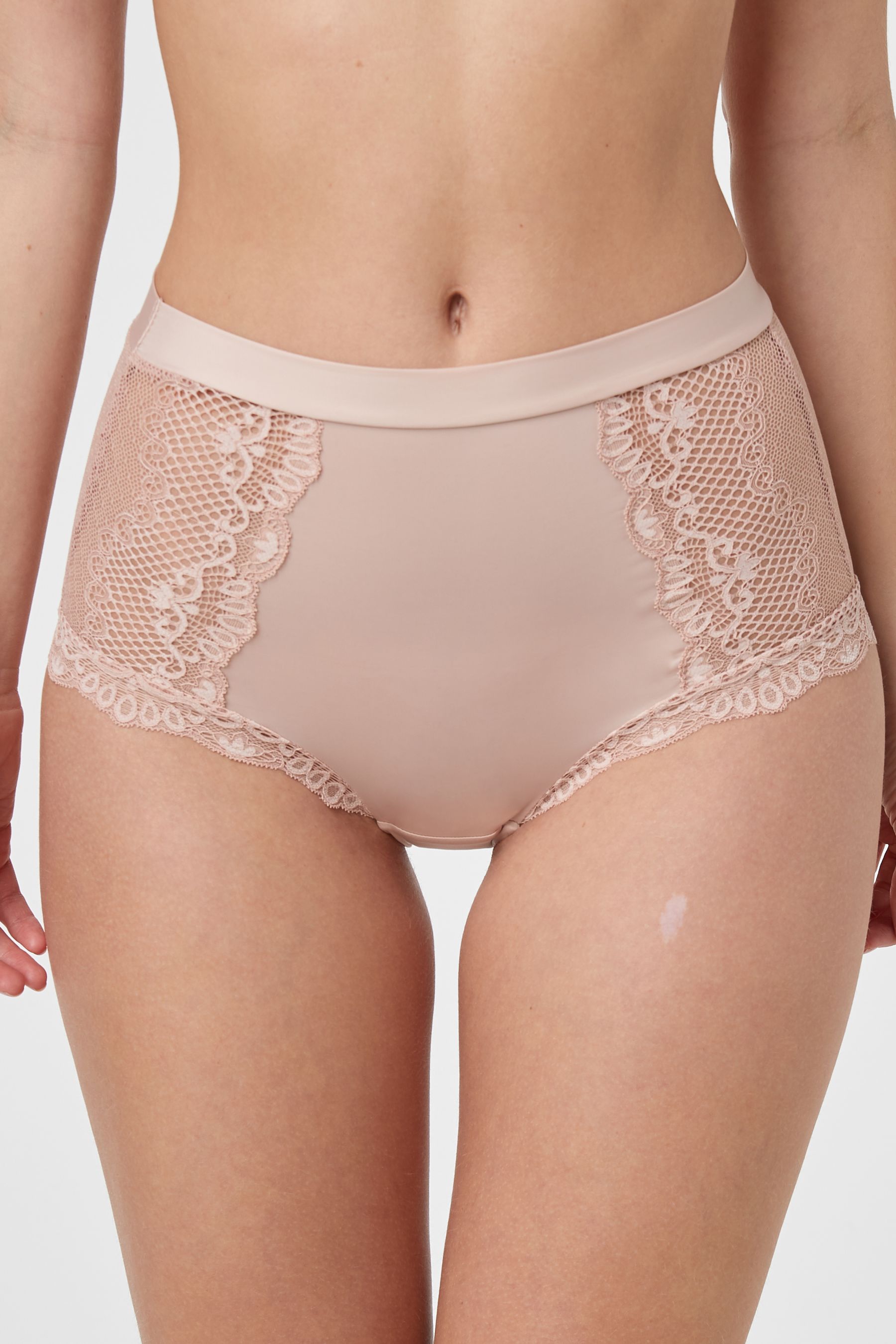 Microfibre And Lace Knickers High Rise