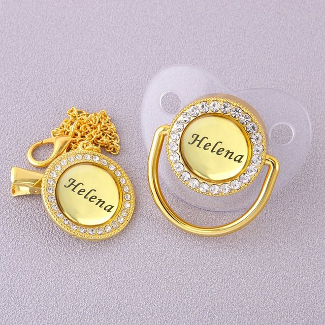 Premium BPA Free Baby Pacifier Personalized All Names Gold Buckle Baby Shower Gift 0-18 Months