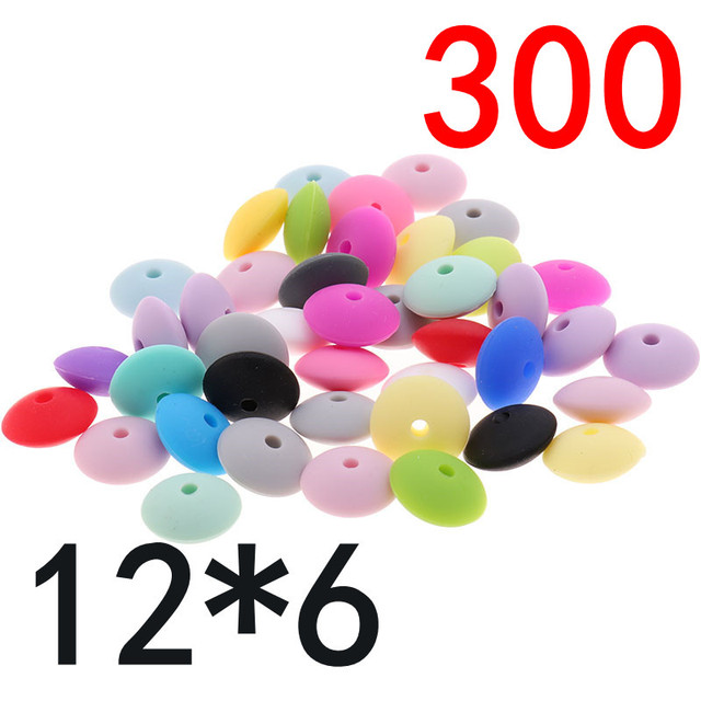 300pcs Silicone Flat Beads 12*6mm Chew Baby Teething Beads Lentil DIY Pacifier String Pearl Baby Toys Nurse Gift BPA Free