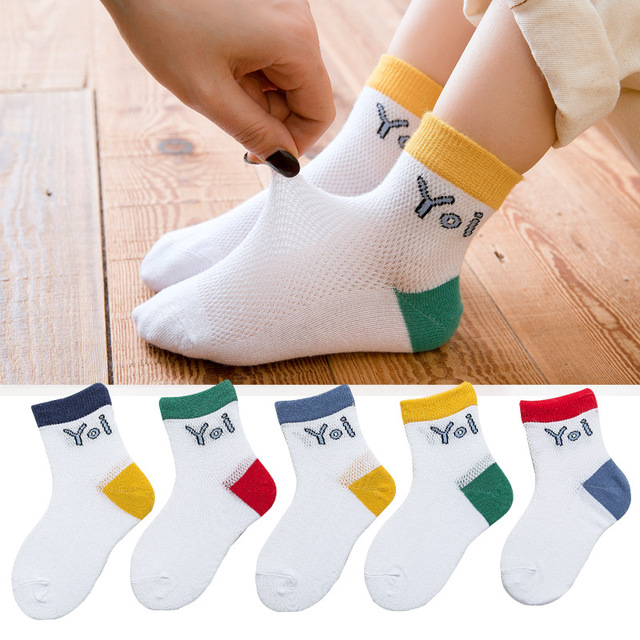 Soft Cotton Children Socks Cute Cartoon Casual Boys Socks Thin Mesh Summer 5pairs/lot Kids Socks Sport Baby Boy Socks 1-12 Years