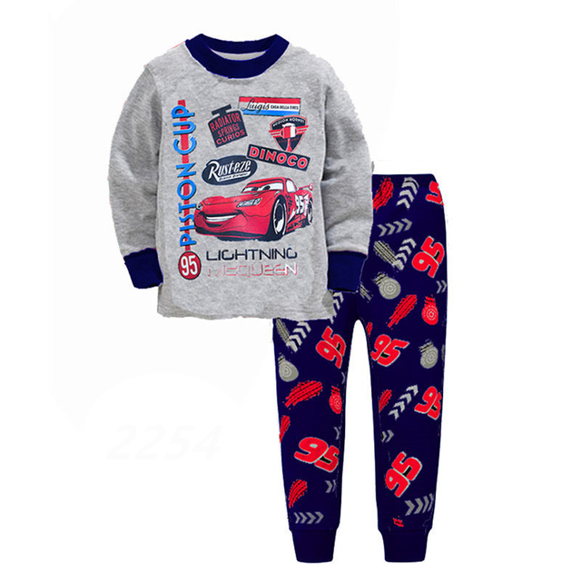 New Spring Autumn Children's Clothing Sets Boys Sleepwear Kids Clothes Spider Pajamas Set Baby Girls Cotton Cartoon Cars Pajamas