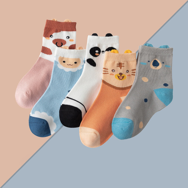 5 pairs soft cotton children socks cute cartoon print kids socks newborn baby boy socks casual girls boys socks 1 to 12 years