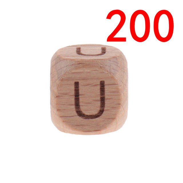 200pcs 12mm Beech Wooden Beads For Baby Wood Letters Bead Baby Teether Diy Beads With Silicone Teether Letters Alphabet