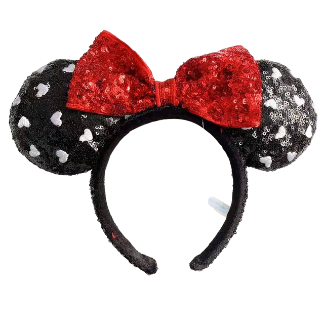 Cartoon Minnie Mermaid Princess Big Ears Headband Sequin Bows Ears Costume Headband Cosplay Plush Adult/Kids Headband Gift