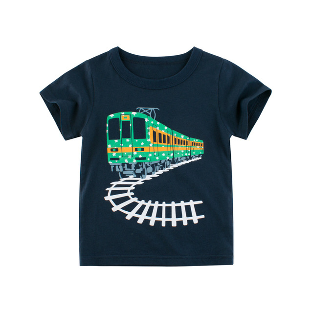 2-8 years old children's summer T-shirt, children's clothing, short-sleeved T-shirt, cartoon car T-shirt, children's cotton T-shirt