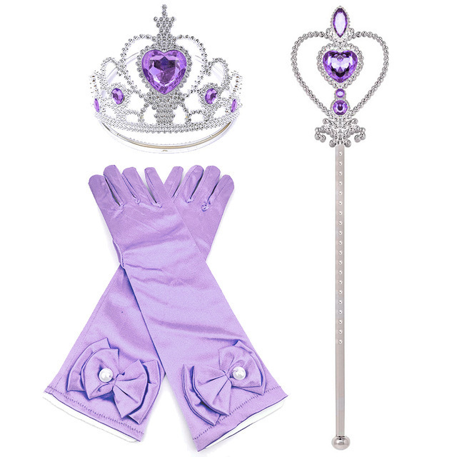 Princess Elsa jewelry set, accessories, gloves, wand, tiara, necklace, wig, princess dress, fancy dress