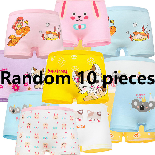 10 pieces/lot Design Children Girls Cotton Soft Lovely Panties Cartoon Baby Underwear for Girls Kids Boxer Panties Breathable