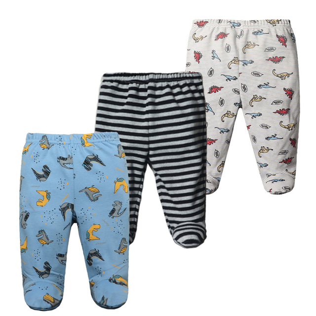 3/4/5pcs/lot Newborn Baby Pants Soft Cotton Cartoon Boys Pants Four Seasons Feet Baby Girls Pants Stripe Baby Trousers 0-12M