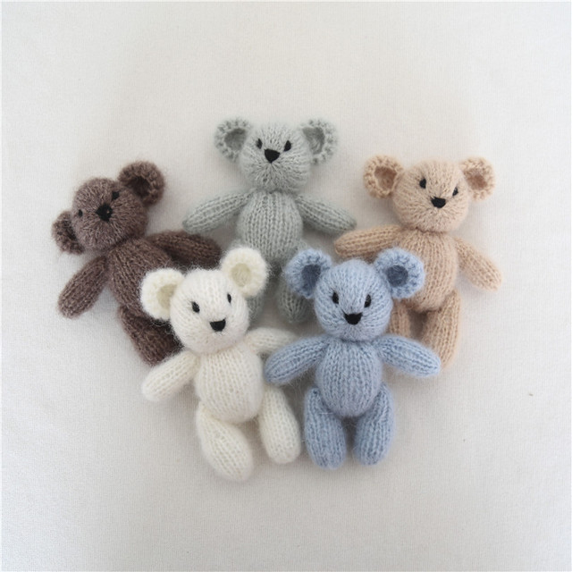 Newborn Teddy Bear Knit Mohair Animal Stuffer Photography Props Crochet Baby Photo Shoot