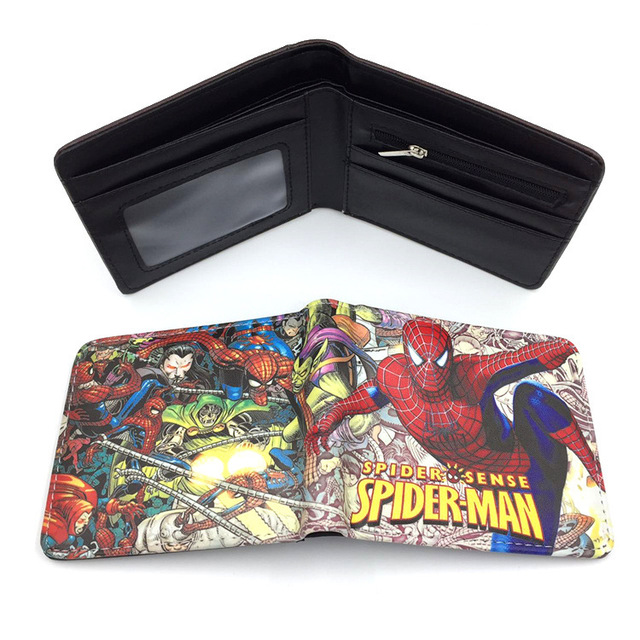 Disney Marvel Animation Peripheral Spiderman Short Leather Wallets Wallet Purse For Men Unique Wallet Wallet Women