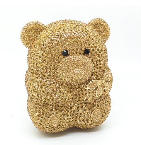 Women's Perforated Bear Handbag,Bear Perforated Crystal Handbag,Cocktail Purse,Shoulder Bag,Gifts