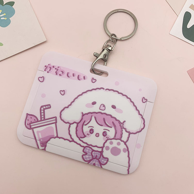 New Women Card Holder Lanyard ID Badge Card Holders Girls Cute Bear Bank Certificate Photocard Name Card Cover Female