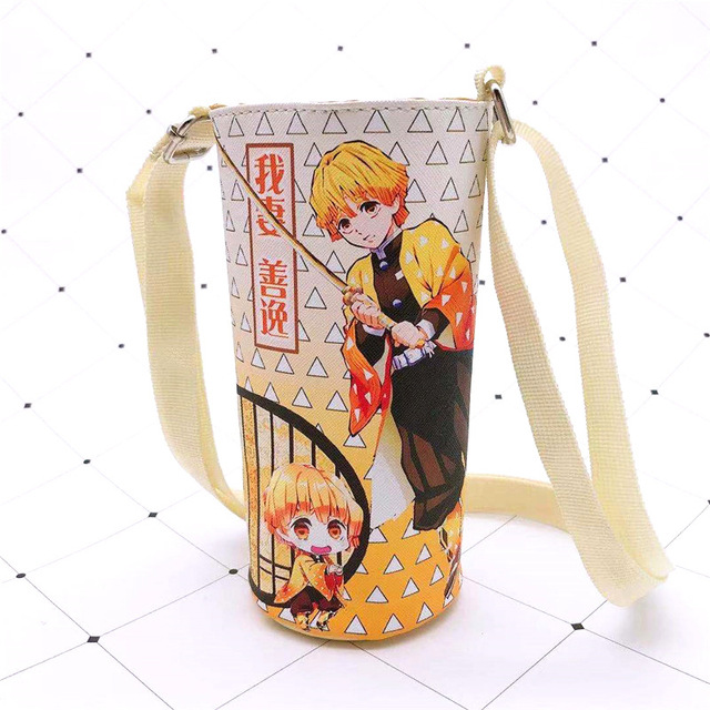 Devil Blade Cartoon Anime Peripheral PU Cup Cover Demon Slayer Kimetsu no Yaiba Kamado Nezuko Student Children Kids Kettle Bag