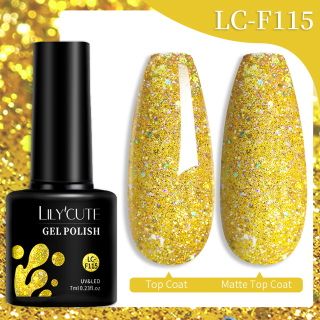 LILYCUTE 7ml Glitter Gel Nail Polish Laser Sequins Soak Off UV Gel Semi Permanent Colored Nails Gel Polish DIY Nail Art Esmalte