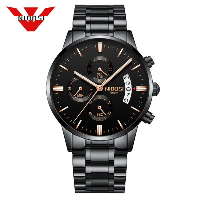 2309 NIBOSI Luxury Brand Mens Watches Business Dress Quartz Wristwatch Waterproof Chronograph Watch for Men Relogio Feminino