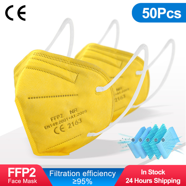 10-200pcs FFP2 Mask Respirator KN95 Mascarilla Fpp2 homology ada 5 Ply Mascarillas FP2 Black Masks Adult Face Dust Protection FFP3