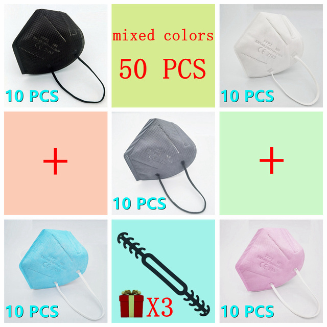 10-100pcs FFP2 Mascarillas Black Adult ffp2fan Approved Colors Respiratory fpp2 Face Mask Mascherine ffpp2 CE Fast Delivery