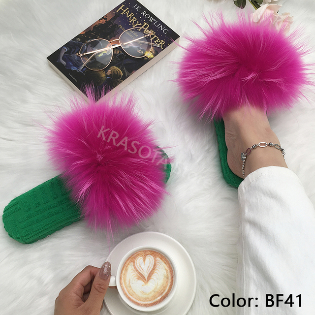 Ladies Slippers Flat Flip Flops Women Shoes Soft Luxury House Platforms Sandals Real Fur Slides Summer Fluffy Fashion Slippers