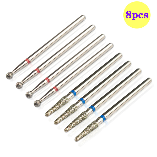 8pcs Diamond Milling Cutter for Manicure Set Nail Drill Bits Accessories Nozzles for Manicure Cutters Pedicure Sanding Nail File