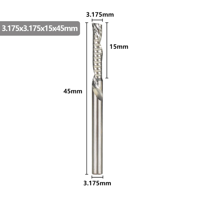 XCAN-آلة قطع كربيد واحدة ، 3.175 مللي متر (1/8 بوصة) ، جهاز التوجيه CNC ، قطر 1-3.175 مللي متر ، لقطع الألومنيوم