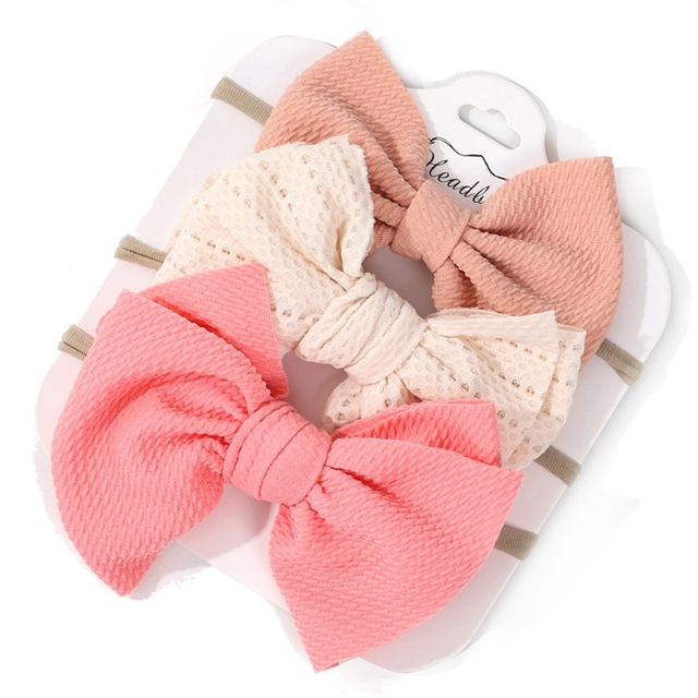 3pcs/set Baby Girls Lovely Bow Hairband Elastic Wide Headband Stretch Knot Headbands Turban Headdress Clothes Accessory