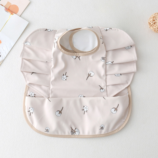 Waterproof Baby Food Eating Baby Bibs PU Cartoon Smock For Babies Feeding Clothes Sleeveless Bib With Pocket Newborn Baby Bib