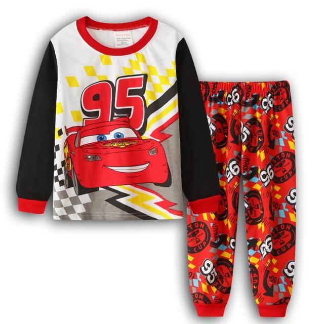 New Spring Autumn Children's Clothing Sets Boys Sleepwear Kids Clothes Spider Pajamas Set Baby Girls Cotton Cartoon Cars Pajamas