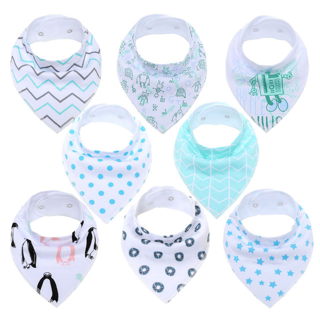 8pcs Baby Bibs Baby Saliva Bobble Bibs Unisex Bibs Set for Drooling and Teething 100% Organic Cotton Newborn Absorbent Soft Bibs