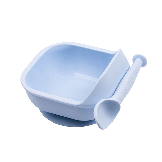 LOFCA 1 Set Baby Silicone Feeding Bowl Food Grade Liquid-Proof Suction Rotating Bowl Learning Dishes Tableware Children Plate