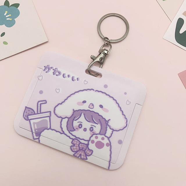 New Women Card Holder Lanyard ID Badge Card Holders Girls Cute Bear Bank Certificate Photocard Name Card Cover Female