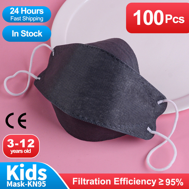 Fish Shape Desechables Mascarillas fpp2 Ninos 3-12 años 4D Negra Masuqe Enfant Kids Breath kn95cakes Baby ffp2 Mask Infantil