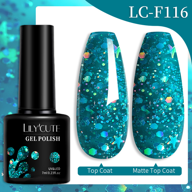 LILYCUTE 7ml Glitter Gel Nail Polish Laser Sequins Soak Off UV Gel Semi Permanent Colored Nails Gel Polish DIY Nail Art Esmalte