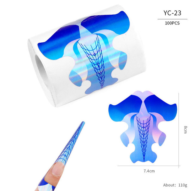 100 قطعة/الوحدة أشكال الأظافر الفرنسية Uv هلام البولندية تمديد منشئ دليل Stencil منحنى ملصقا قالب Decal مانيكير مسمار الفن أدوات