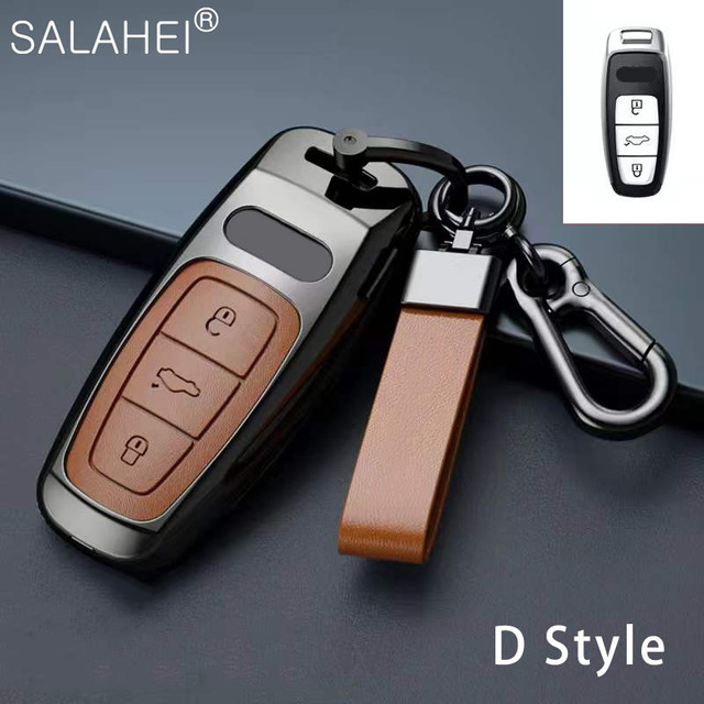 New Fashion Zinc Alloy and Leather Car Key Case Cover for Audi A3 A4 A5 C5 C6 8L 8P B6 B7 B8 C6 RS3 RS6 Q3 Q7 TT 8L 8V S6 S4 S3