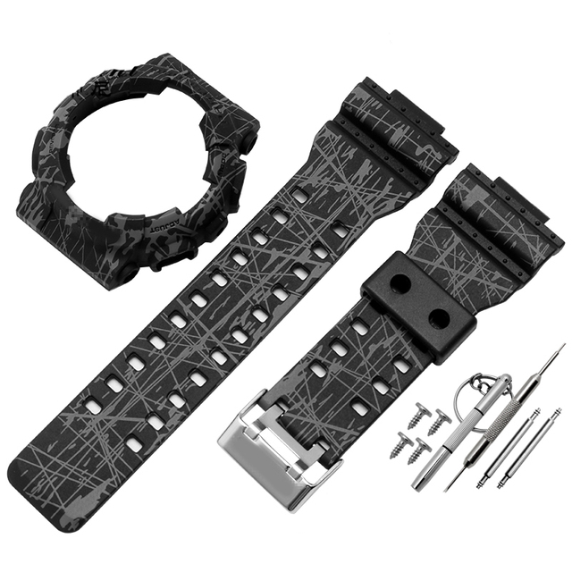 Watch Accessories Resin Strap Men Pin Buckle Strap Case for Casio G-SHOCK GA-110 GA-100 GD-120 5146 5081 Waterproof Watch Band