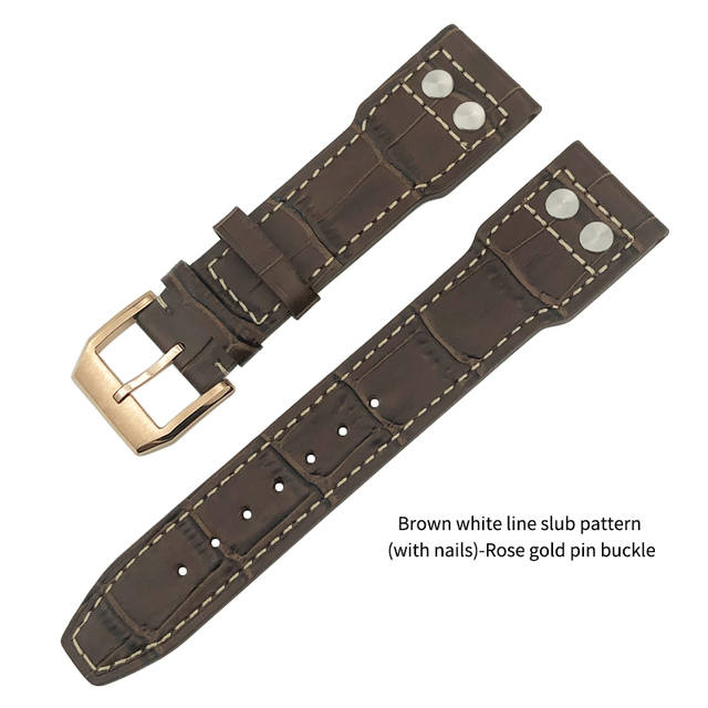 20mm 21mm 22mm High Quality Cowhide Genuine Leather Watchband Suitable for IWC Pilot Mark 18 Soft Brown Watch Strap Tang Clasp