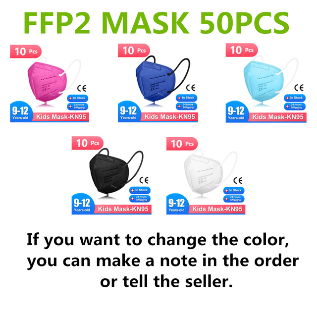 9-12 Years mascarillas fpp2 niños children FFP2 Mask Reusable Ce Approved KN95 Masks 5 Layers FFP 2 Security Protection Mask