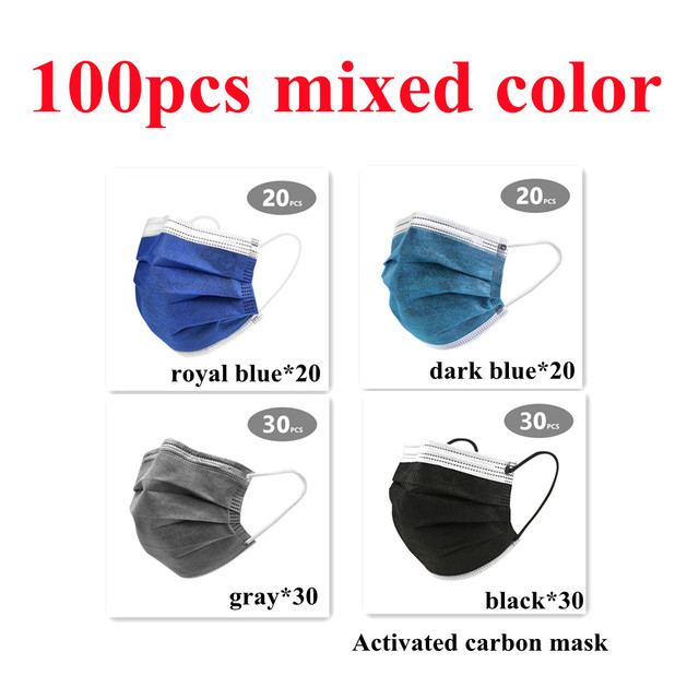 10-200pcs Protective Face Masks 4 Layer Activated Carbon Mascarillas Disposable Adult Homeopathic Shuffle Mask