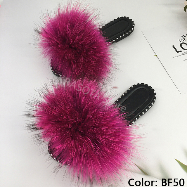 women flip flops summer fluffy slippers luxury real fur slides for women fluffy sliders jelly shoes woman flat sandals with fur