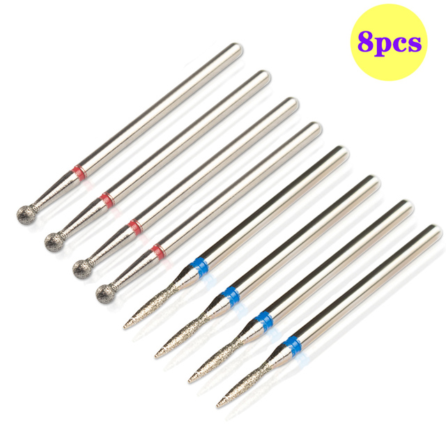 8pcs Diamond Milling Cutter for Manicure Set Nail Drill Bits Accessories Nozzles for Manicure Cutters Pedicure Sanding Nail File