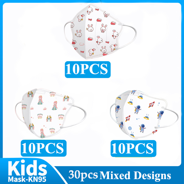 Children KN95 Mouth Mask 4 Layer Respirator Face Mask Cartoon Printed Reusable Anti Virus Masks Kids N95 Mascarillas fpp2 Ninos