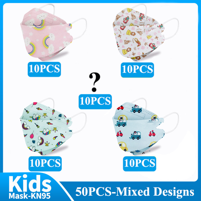 Kn95 أقنعة الاطفال fpp2 المعتمدة قناع للطفل الأسماك المطبوعة الكرتون الفم قناع KN95 Mascarilla Infantil kf94fan ffp2fan Ninos