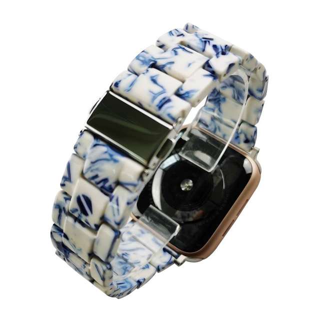 Replacement Resin Tortoise Shell Lines Watch Strap Bracelet For Apple Watch Series 5/4/3/2/1 42mm 44mm 38 and 40mm Leopard Print