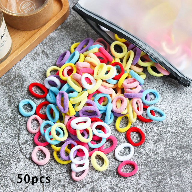 Toddler Hair Bands Baby Girl Children Headbands Colorful Elastic Hair Tie Nylon Scrunchie Hair Rope 50/100pcs Hair Accessories