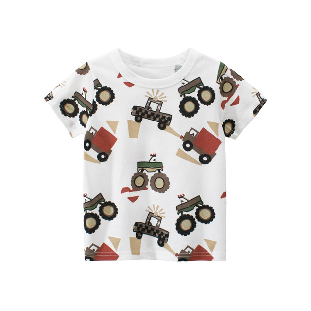 2-8 years old children's summer T-shirt, children's clothing, short-sleeved T-shirt, cartoon car T-shirt, children's cotton T-shirt