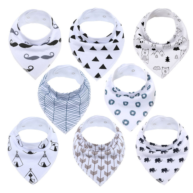 8pcs Baby Bibs Baby Saliva Bobble Bibs Unisex Bibs Set for Drooling and Teething 100% Organic Cotton Newborn Absorbent Soft Bibs