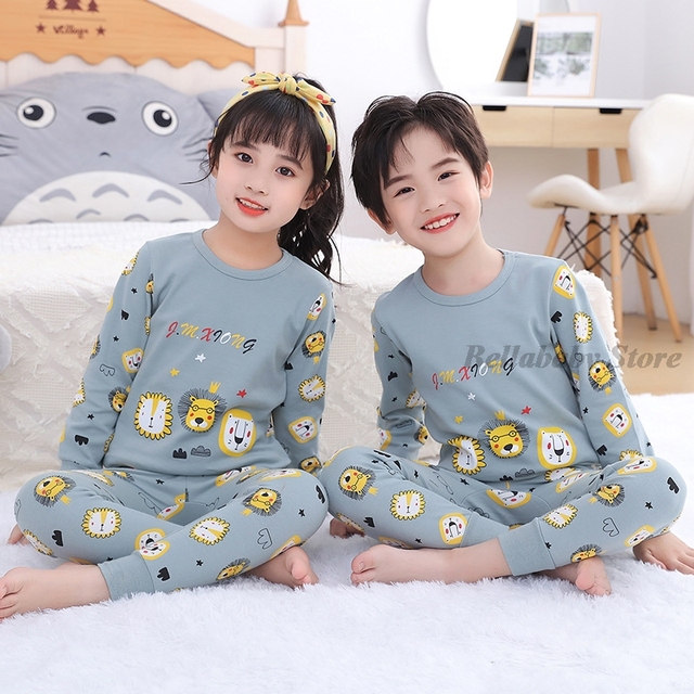 Baby Boy Girl Pajama Sets Korean Spring Pajamas For Kids Sleepwear Set Cotton Cartoon Cow Night Outfits Autumn Children Clothes