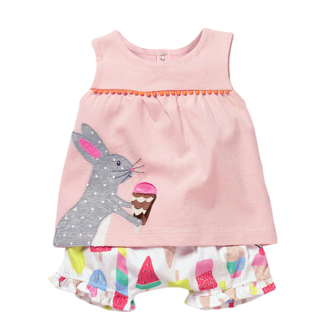 Kids Summer Clothes Girls Unicorn Sets Children Printing Tops Pants Suits Princess Girl Floral T-shirt Elastic Pant Set 2-7Y