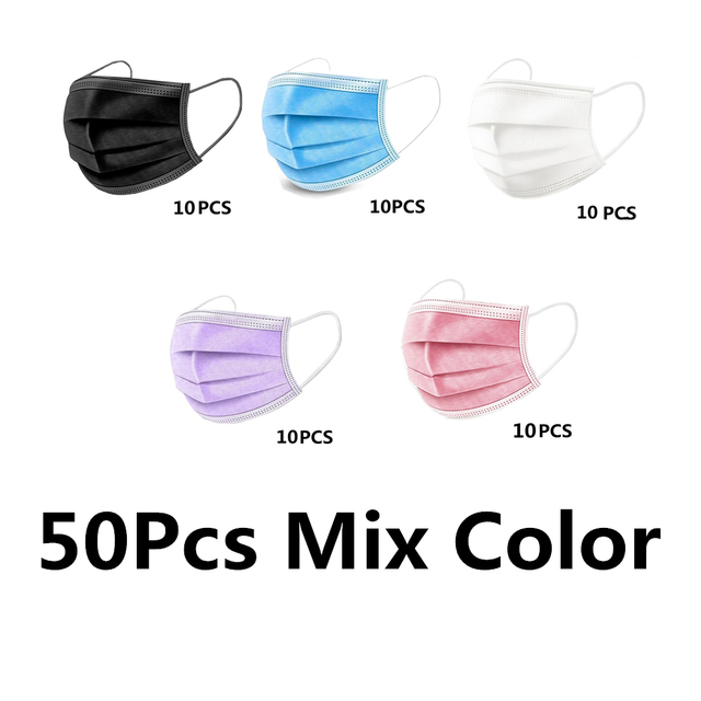 10-200pcs Face Mask Adult Disposable Mask 3 Ply Security Protection Face Masks mascarillas quiurgicas homology adas